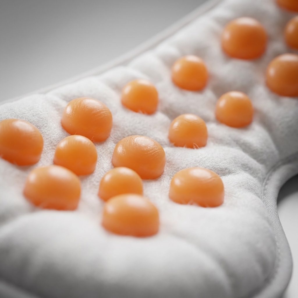 Close-up of the orange silicone massage nodes on the soft inner cushion
